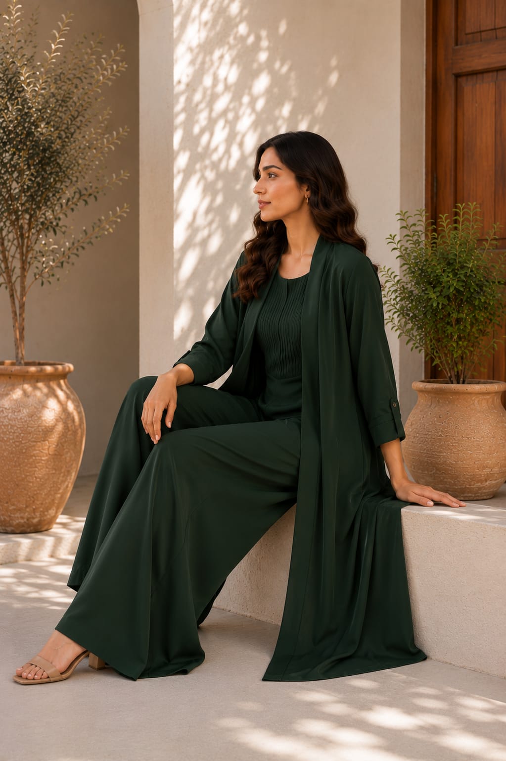 Bottle Green Pleated Jumpsuit