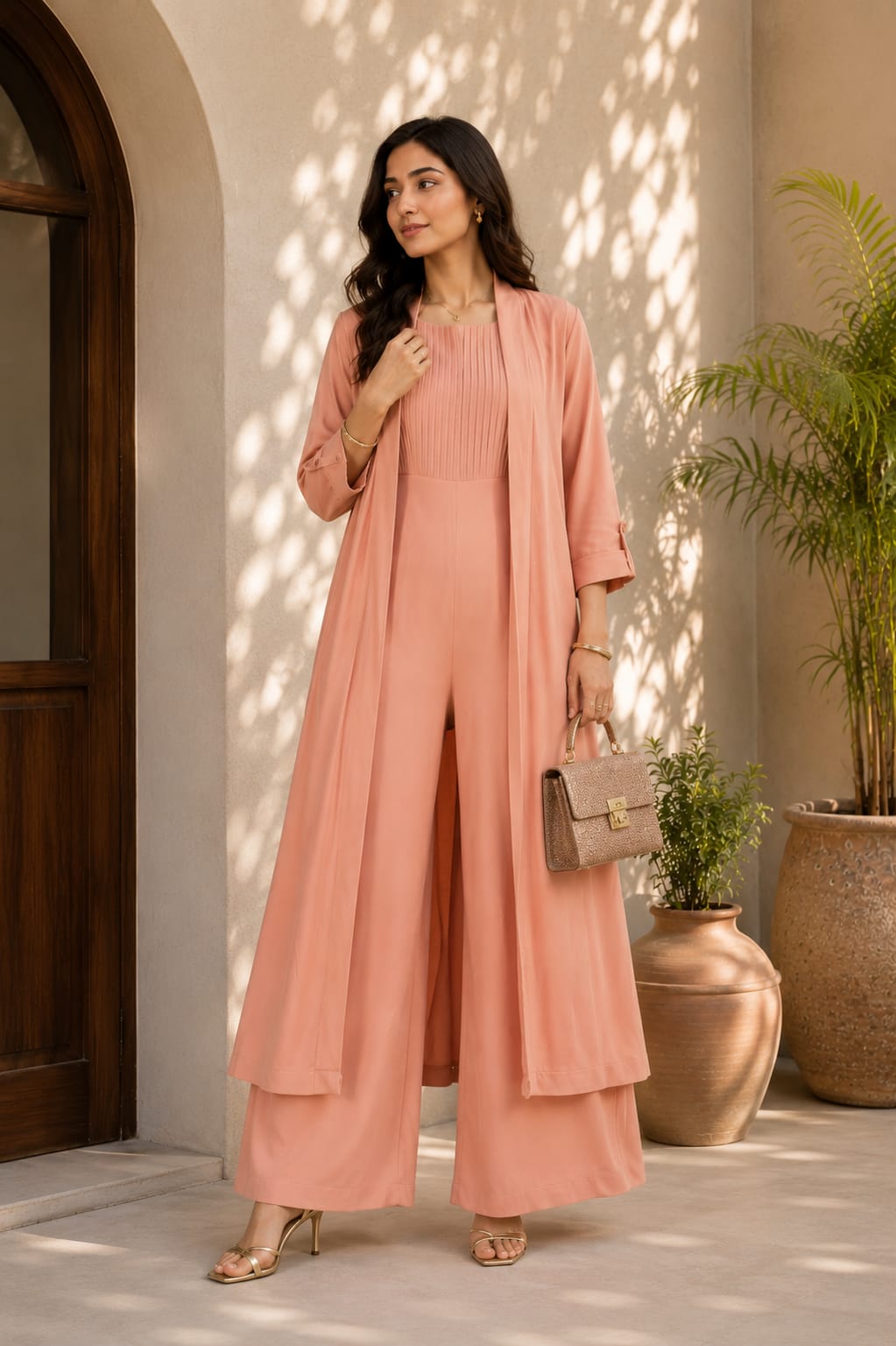 Mauve Pink Pleated Jumpsuit