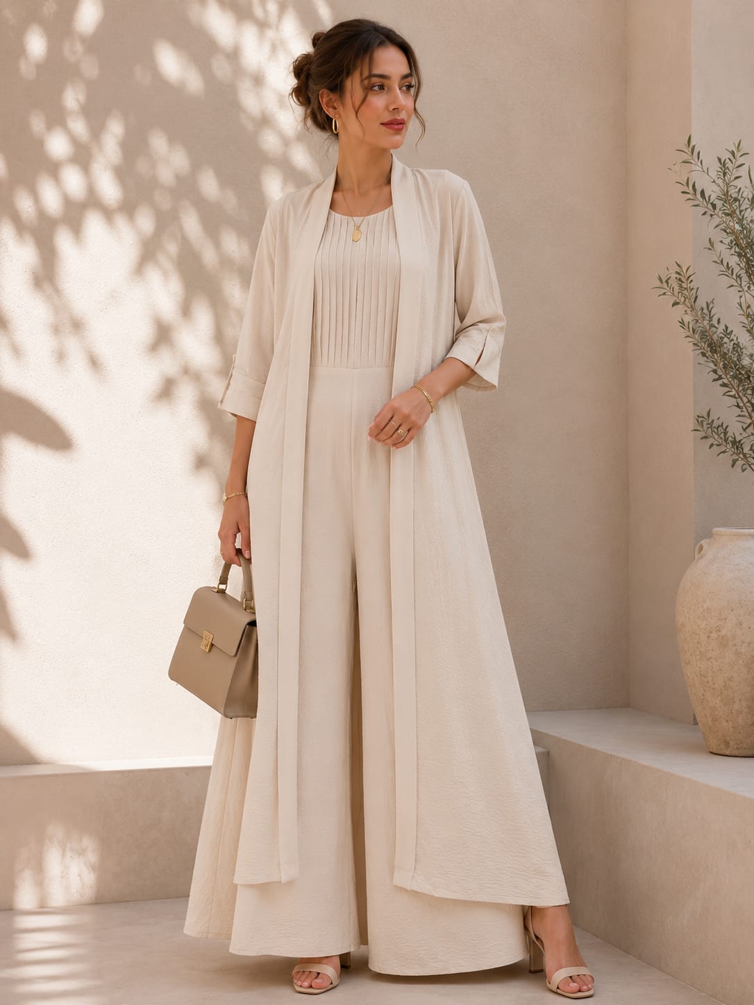 Ivory Pleated Jumpsuit